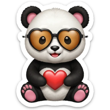 Panda with heart shades glasses sticker
