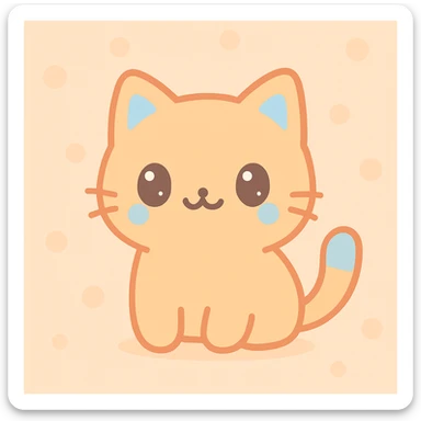 orange cute cat, cute kawaii style sticker