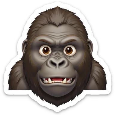 Expressive gorilla head, detailed ape features, strong facial structure, primate emoji sticker