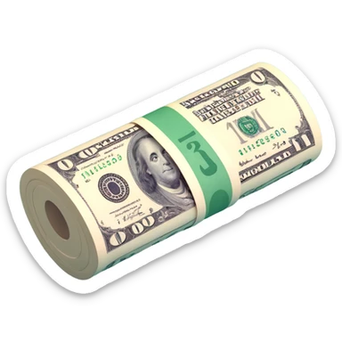 a single rolled US dollar bill, 3D style, no background sticker