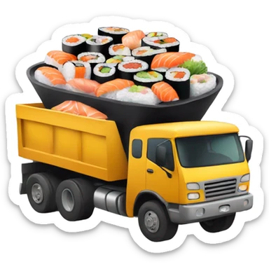 Dumptruck filled with sushi sticker