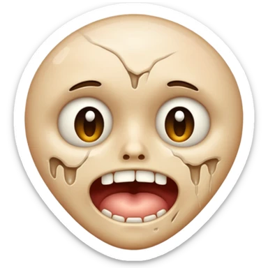 face with drool coming out and half bone sticking out sticker