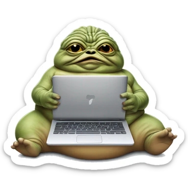Jabba the Hutt from Star Wars with a laptop sticker
