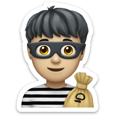 smiling boy in striped mask sticker