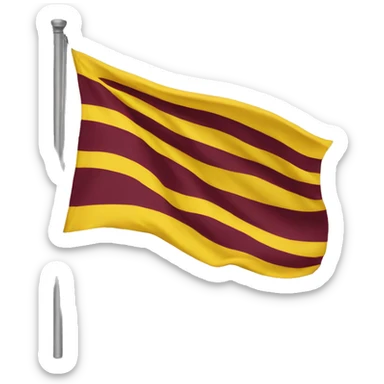 A flag with maroon and yellow sticker