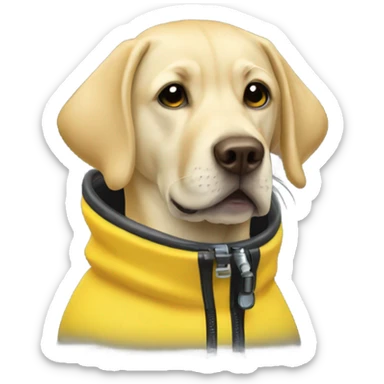 yellow lab dog wearing a scuba suit sticker
