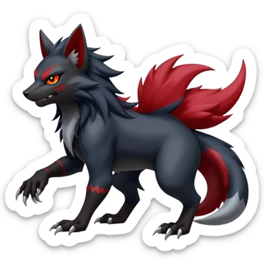Shiny Dark Gothic Badass Handsome Nargacuga-Torracat-Zoroark full body sticker