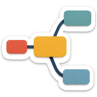 paper craft style mindmap with cut-out paper nodes and lines sticker