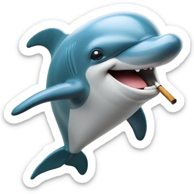 Dolphin with a smiley face smoking a cigarette  sticker