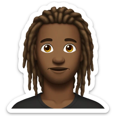 Black Guy with Dreadlocks,a black tshirt, brown eye without a beard  sticker