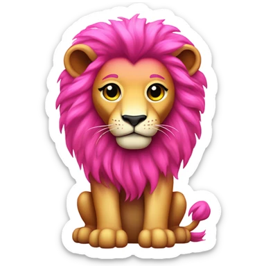 Hot Pink ombre full-body lion with glitter sticker