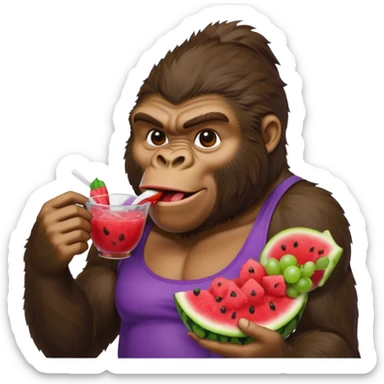 Gorilla man with fried chicken and watermelon and grape koolaid  sticker