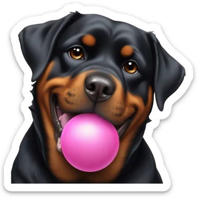 Rottweiler with a pink ball in its mouth sticker