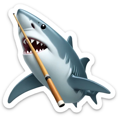 Shark with pool cue sticker