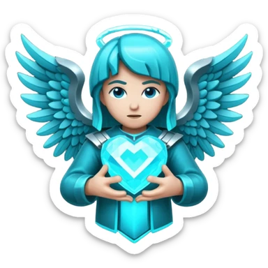 Dark Cyan angel heart with minecraft warden soul sticker
