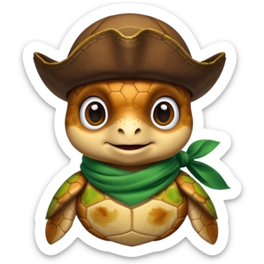 cute sea turtle wearing a gren pirate scarf sticker
