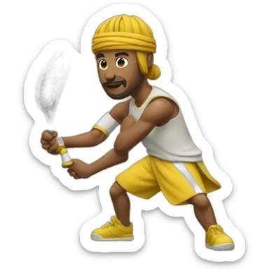Sultan playing tennis in 1235 year sticker