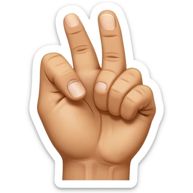 A close-up of a human hand forming a fist, but with the thumb sticking out between the index and middle fingers. The hand is shown from the front, clearly displaying the unusual gesture. The background is softly lit, and the focus is on the hand gesture.” sticker