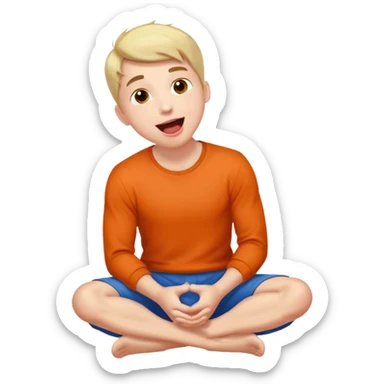 Submissive masochistic male on his knees, looking up  and tongue out sticker