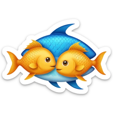 Make an emoji with two fish as pisces from horoscope, make them look very cute and emoji like sticker