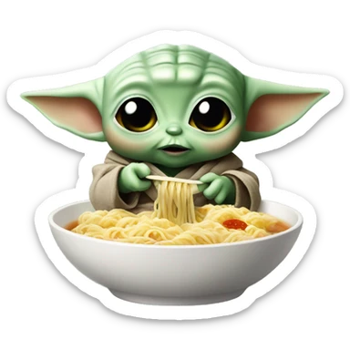 Baby yoda eating ramen sticker