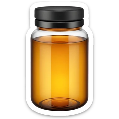 Amber glass jar black top sticker