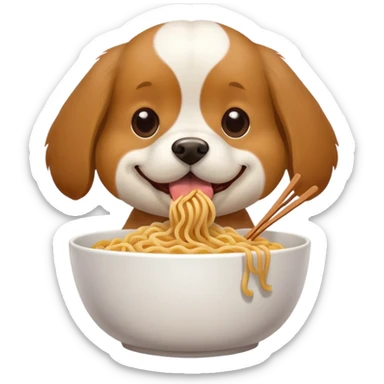 Dog eating noodles sticker