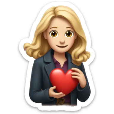 Joanne Rowling holds a heart in his hand sticker
