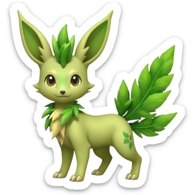 Kawaii cute cool feral Sprigatito-Leafeon-Sceptile-Fakémon-hybrid (full body) sticker
