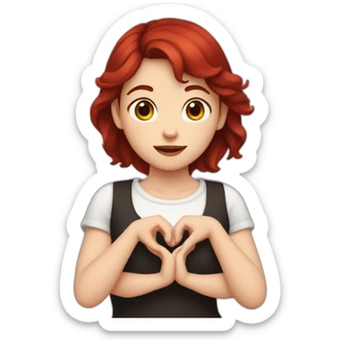 A dark red hair girl making heart shape with her hands sticker