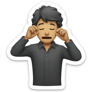 Man burying his face in his hands sticker