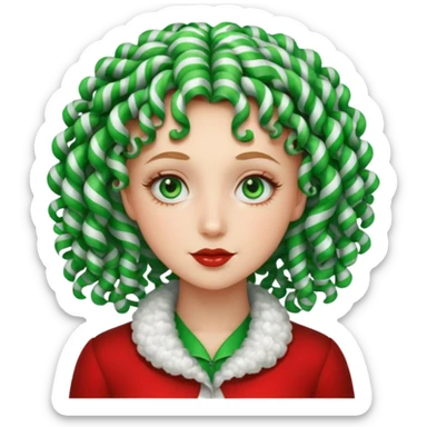 girl with curly hair made out of peppermint sticker