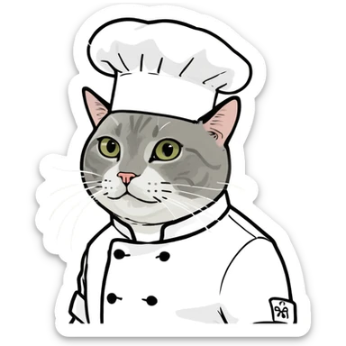 Cat wearing chef’s outfit  sticker