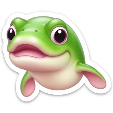 Pink beluga whale with the face of a frog sticker