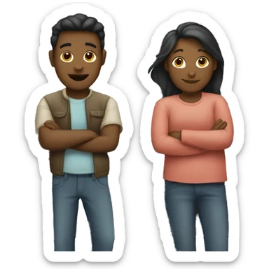 two persons with fence between them sticker