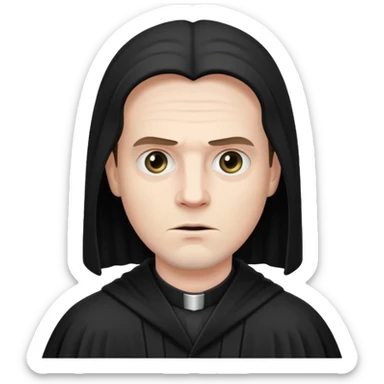 A preacher who's actually a demon.... but Noone knows it yet, in the style of your bleeding skull art. Dark gritty and menacing sticker