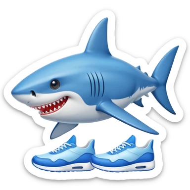 Crea un tiburón con zapatillas azules sticker