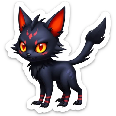 Vampiric feral futuristic gothic emo dark Litten-Noibat-Fakémon-hybrid-creature (full body) sticker