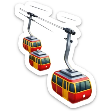 modern cable car, red and yellow cabins sticker