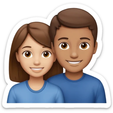 Fight girl and boy Brown hair  sticker