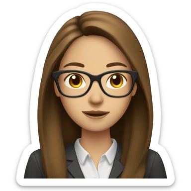 Female teacher long brown hair glasses sticker