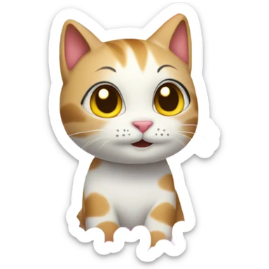 Kitty cat with hearts sticker