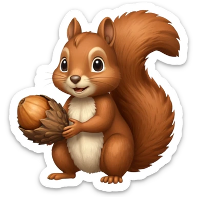 Squirrel hold a big acorn sticker