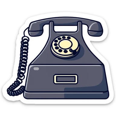 black telephone, retro desk phone sticker