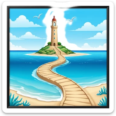 the sea is split in half. left and right side tower up, in the middle is a path on the floor of the sea sticker