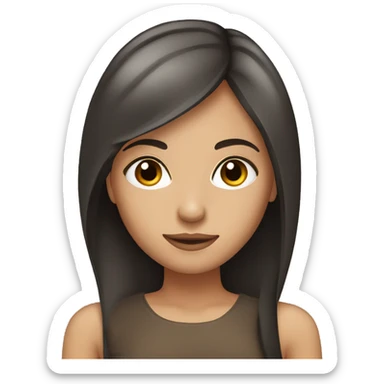 brunette girl with straight hair and brown eyes sticker