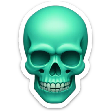 A skull, greenish blue sticker