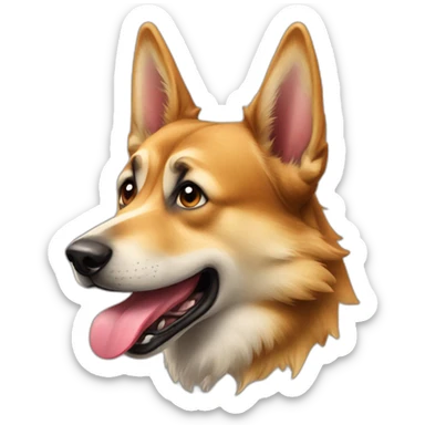 Crazy alsatian with the tongue outside sticker