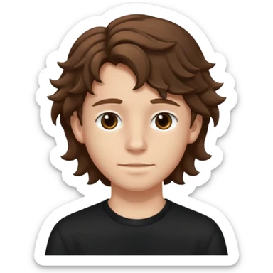 Menino de 15 anos de cabelo ondulado e roupa preta  sticker