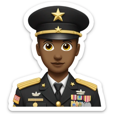 Young light skin four star general  sticker